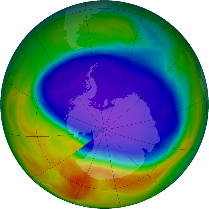 Antarctic ozone map for 06 October 2005